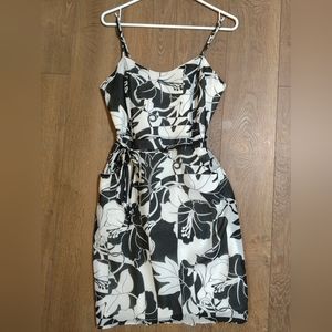 Anthropologie black and white lined dress Size Medium